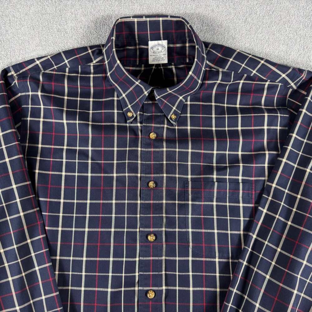 Brooks Brothers Shirt Mens XL Plaid Non Iron Supima Cotton Button Down